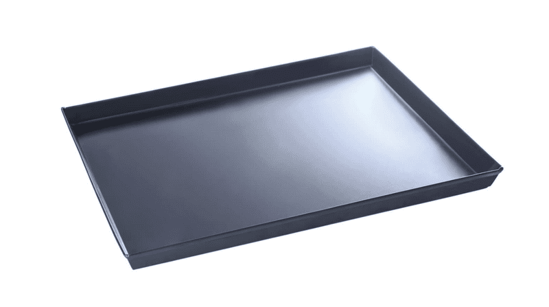 Teglia rettangolare in lamiera blu con bordo svasato - 30x30x3 cm